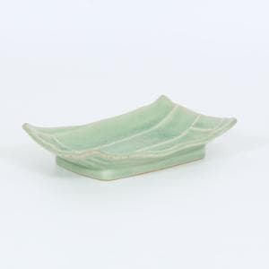 和食器 焼物皿四ツ折ヒワ釉 グリーン 19cm