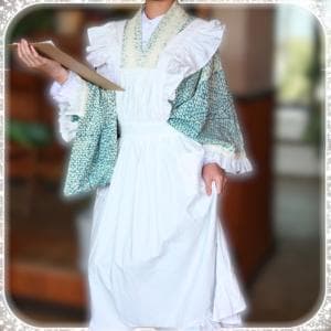 【大正ロマン・撮影に】夏着物リメイク♪ カフェ風メイド服＆ヘッドドレスセット（フリーサイズ：M〜LL対応）【Hare.dress-TE】