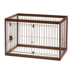 リッチェル/Richell 木製ペットサークル90-60 ダークブラウン 59252　お部屋に馴染みやすい木製の大型ペットサークル