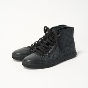 グッチ/GUCCI ハイカット スニーカー ブラック 7サイズ 26.0cm 426188　ロゴプリントがおしゃれ！ハイカットスニーカー