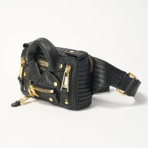 モスキーノ ミラノ/MOSCHINO Milano ウエストバッグ ブラック　バイカージャケットモチーフのウエストバッグ