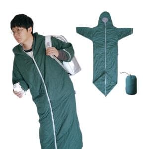 RERIEVER®/ボーサイ「BOO_SAI」着たまま歩けベンチコートになる３WAY寝袋 色：カーキー色