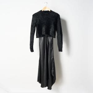 オールセインツ/ALLSAINTS (W)MEGAN DRESS ブラック XSサイズ　ドレスとニットがセットになった2イン1ドレス