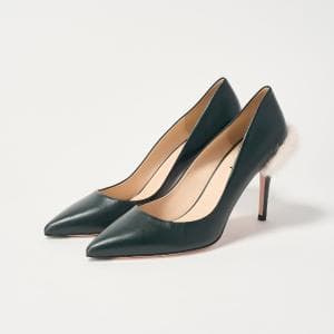 フェンディ/FENDI パンプス グリーン 40サイズ 27.0cm　ヒールのファーがポイントのパンプス