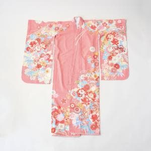 京都きもの町 七五三 7歳 四つ身着物フルセット「扇面にまり　ピンク」 055580　何度でも着られる華やかな7歳用お祝い着