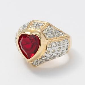 Joseph Esposito Jewelry BIGハート・ラインストーン・ボリュームリング(14K GF)(GDxRDxクリア) SU/AC-036
