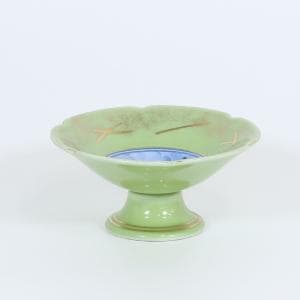 丼・鉢 高台小鉢錦天竜青磁金タタキ六方割 グリーン 13cm