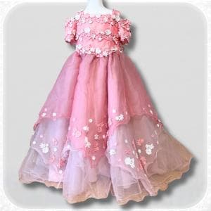【3-4歳向け】お花のモチーフが可愛い♪ 本格プリンセスロングドレス【Hare.dress-KI】