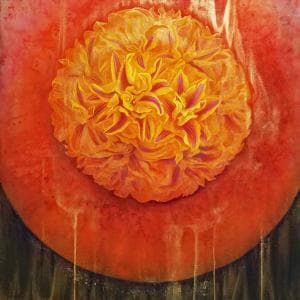 絵画　アート　日本画　「界」　81㎝×81㎝　源由紀子