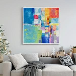絵画　アート　油絵抽象イロアソビ　森田和昌　53㎝角