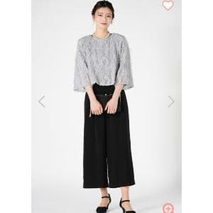 URBAN RESEARCH カットジャガード切り替えミント×ブラックパンツドレス