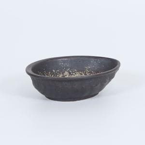丼・鉢 鮑型小鉢グリーン吹 ブラウン 13cm