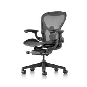 ハーマンミラー/Herman Miller アーロンチェア グラファイト Bサイズ (ミディアム) AER1B23DWALPG1G1G1BBBK23103 (S08)　デスクワークにもってこいの安定性