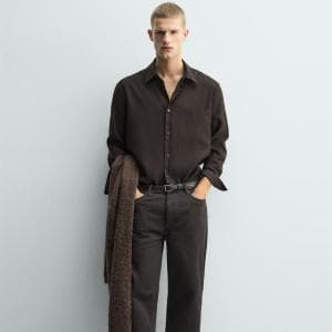 ポケット付きルーズフィットシャツ